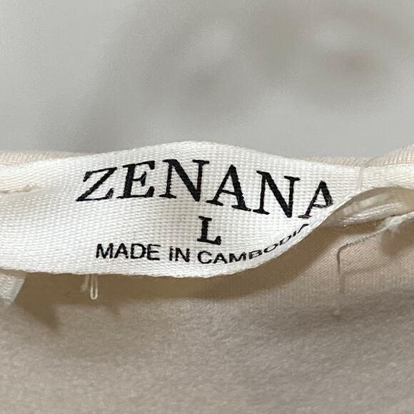 Zenana Cream Dress Size Large Short Sleeve Stretch Knit with Tie Back Belt - Picture 5 of 11